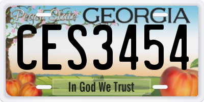 GA license plate CES3454
