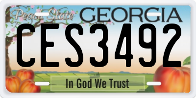 GA license plate CES3492