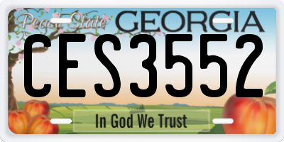 GA license plate CES3552
