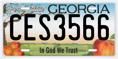 GA license plate CES3566
