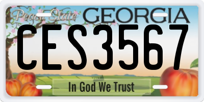 GA license plate CES3567