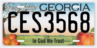 GA license plate CES3568