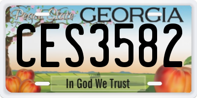 GA license plate CES3582