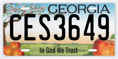 GA license plate CES3649