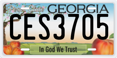 GA license plate CES3705