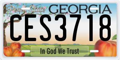 GA license plate CES3718