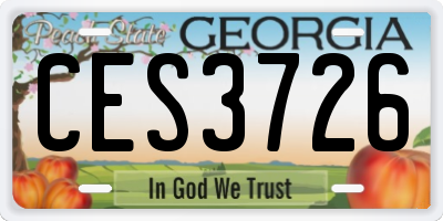 GA license plate CES3726