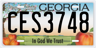 GA license plate CES3748