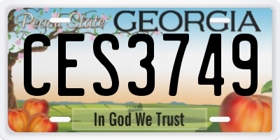GA license plate CES3749