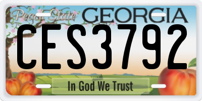 GA license plate CES3792