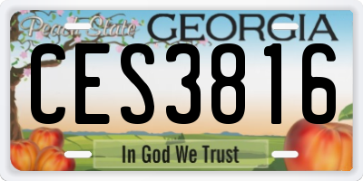 GA license plate CES3816