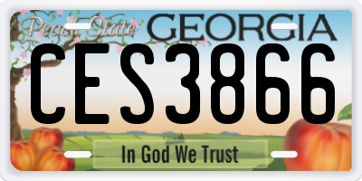 GA license plate CES3866