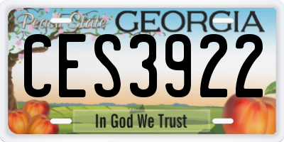 GA license plate CES3922