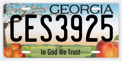 GA license plate CES3925