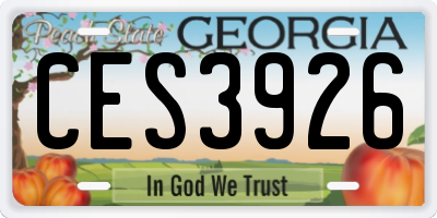 GA license plate CES3926