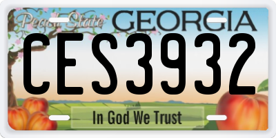 GA license plate CES3932