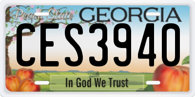 GA license plate CES3940
