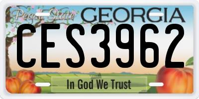 GA license plate CES3962