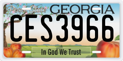 GA license plate CES3966