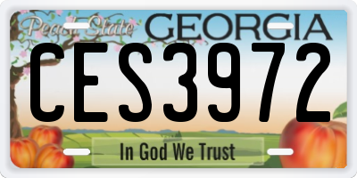 GA license plate CES3972