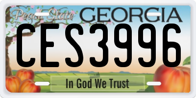 GA license plate CES3996