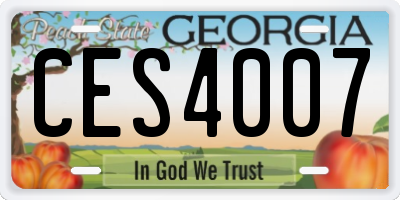 GA license plate CES4007