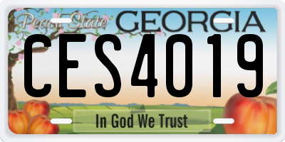GA license plate CES4019