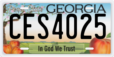 GA license plate CES4025