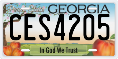 GA license plate CES4205