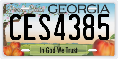 GA license plate CES4385