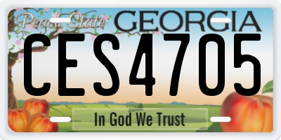 GA license plate CES4705