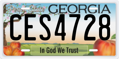 GA license plate CES4728