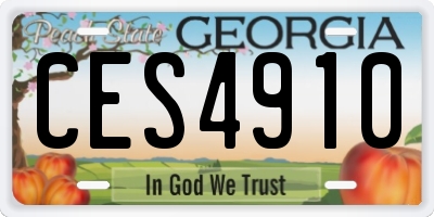 GA license plate CES4910