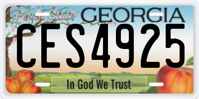 GA license plate CES4925