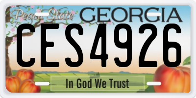 GA license plate CES4926