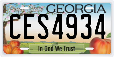 GA license plate CES4934