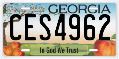 GA license plate CES4962