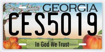 GA license plate CES5019
