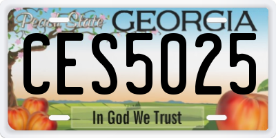 GA license plate CES5025