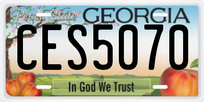 GA license plate CES5070
