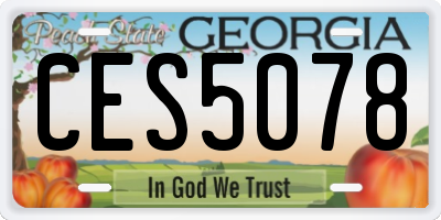 GA license plate CES5078