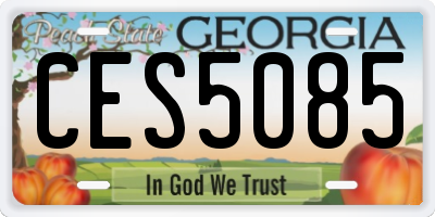 GA license plate CES5085
