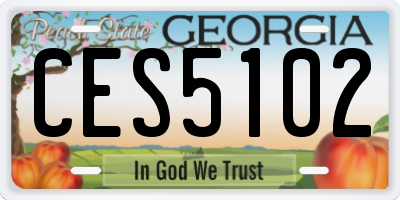 GA license plate CES5102