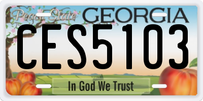 GA license plate CES5103
