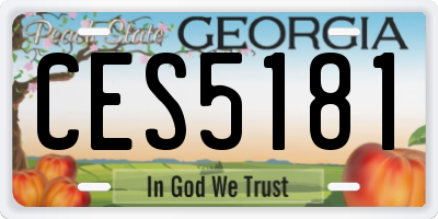 GA license plate CES5181
