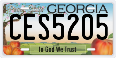 GA license plate CES5205