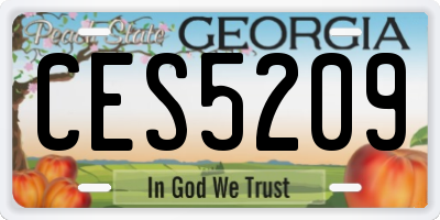 GA license plate CES5209