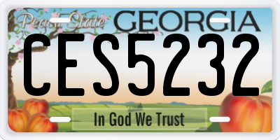 GA license plate CES5232