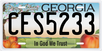 GA license plate CES5233