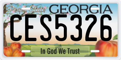 GA license plate CES5326